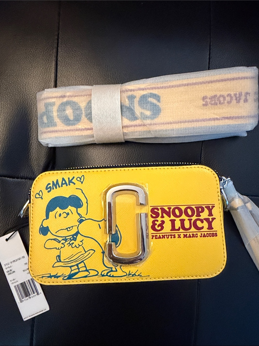Marc Jacobs Yellow Peanuts Snoopy & Lucy Kids Crossbody Wallet